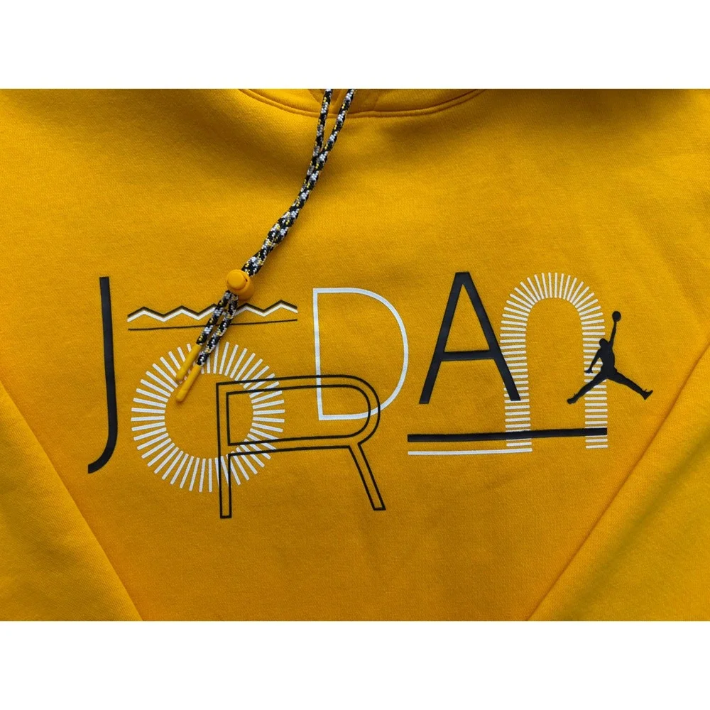 Jordan Mens Sport DNA Pullover Hoodie Yellow Graphic Jumpman Sweatshirt Large